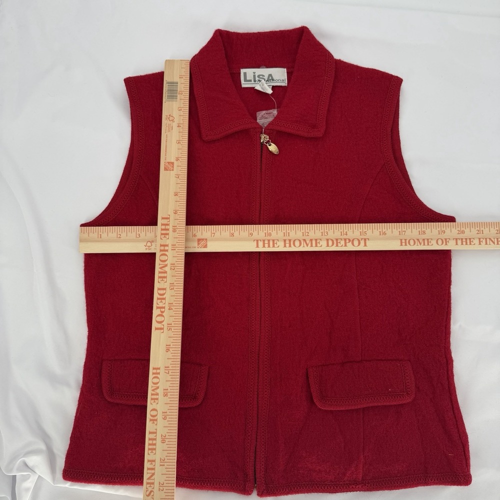 Lisa International Sz M Vintage Red Boiled‎ Wool Vest Campcore Hiking Outdoors - Picture 5 of 6